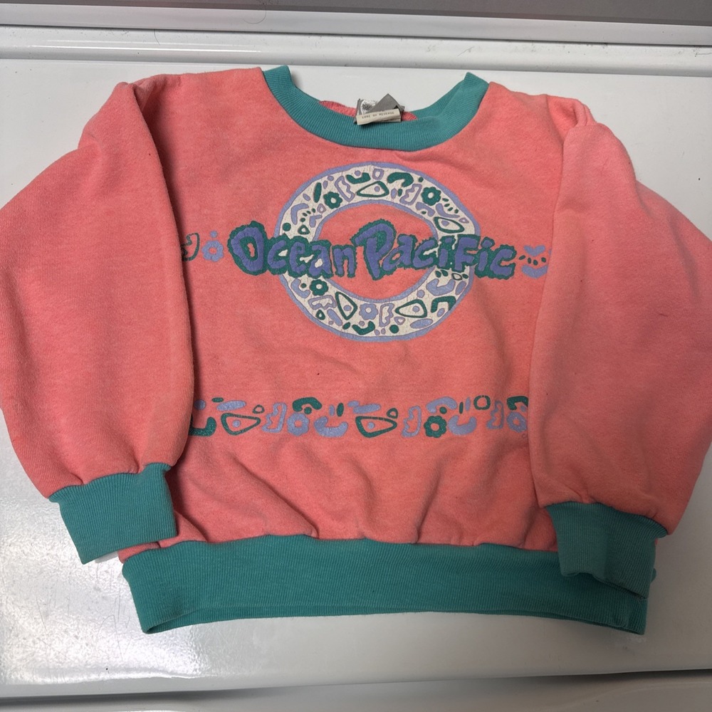 Vintage Ocean Pacific Pink Sweatshirt 80s 90s Streetwear Made In USA Youth L